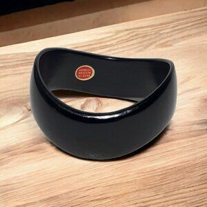 Vintage Asymmetrical Black Wavy Bangle Bracelet West Germany 1980s